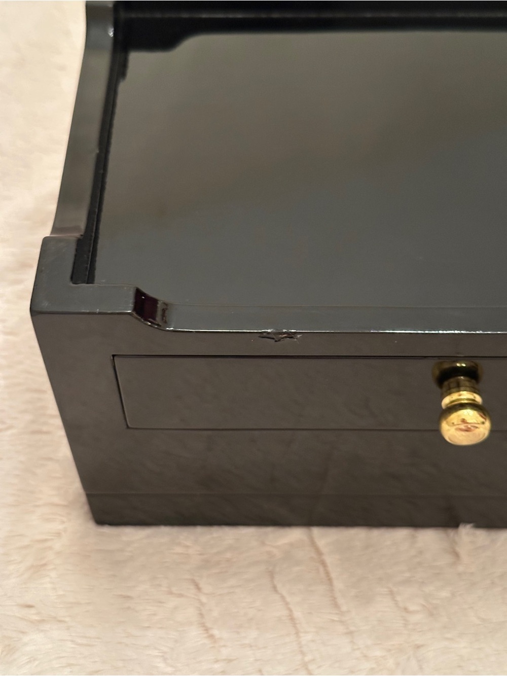 Lacquered Jewelry Box with Inlaid Wood Top - Picture 8 of 8